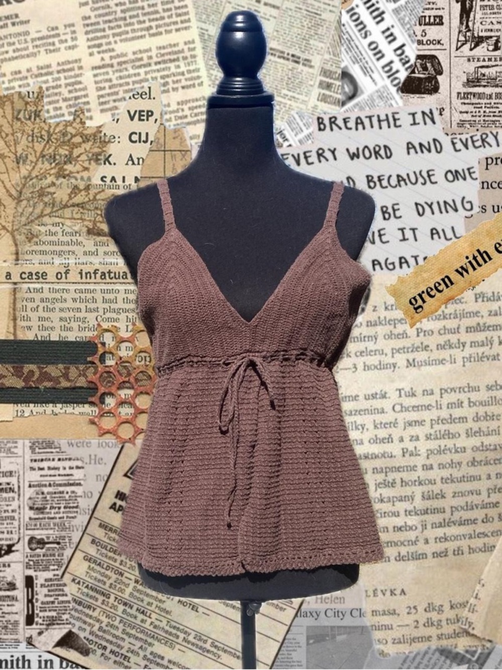 Knit Tie-Waist Brown Cami Tank Top | Limited Edition |